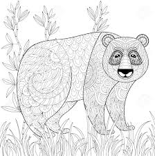 Pin on animal coloring 2 color test pages included. Big Panda With Bamboo In Zentangle Tribal Style Freehand Ethnic Royalty Free Cliparts Vectors And Stock Illustration Image 69000716