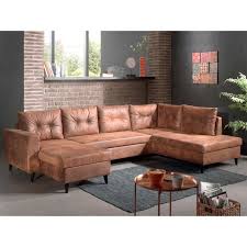 Equipé de matelas dunlopillo, simmons et tréca. Nordic Canape Panoramique En U 7 Places Convertible Industriel Vintage Angle Droit Couleur Marron Achat Vente Canape Sofa Divan Soldes Sur Cdiscount Des Le 20 Janvier Cdiscount