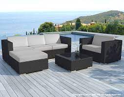 Check spelling or type a new query. Salon De Jardin En Resine Tressee Noire Coussin Tissu Gris Copacabana Salon Detente Pier Import