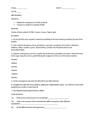 A handout on this topic is Activity For Grade 9 Rubby Nucleotides Dna