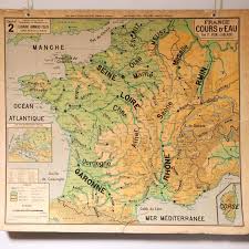 Ancienne Carte Murale France Cours D Eau N 2 O Range Metalic Cartes Murales Carte De France Carte Geographique France