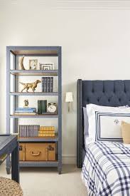 Blue children´s room with toys. Caitlin Wilson Boys Bedroom Blue And White Plaid Monogram The Glam Pad