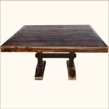 Rustic Solid Wood Large Pedestal Trestle Dining Table Chairs Set For 8 Trestle Dining Tables Square Dining Tables Farmhouse Dining Room Table