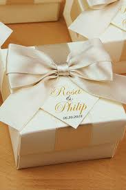 Ivory Champagne Wedding Favor Boxes With Satin Ribbon Bow And Tag Elegant Personalized Wedding Candy Or Gift Box Wedding Bonbonniere Personalized Wedding Candy Wedding Favor Boxes Personalized Wedding Favor Box