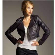 Bebe Black Cropped Jacket Zip Front Lederjacke Kurze Lederjacke Lederjacke Frauen