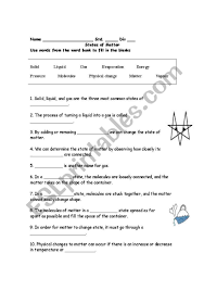 O o z o z o o o o i l complete the following table to describe three states of matter. English Worksheets States Of Matter