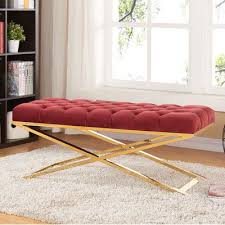 Meridian Furniture Usa Leo Upholstered Bedroom Bench Upholstery Color Burgundy Ev Icin Evler