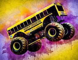 Higher Education Monster Truck Print Poster Watercolor Handmade Home Decor Gift Digital Download Any Room Wall Decor Printable Poster Prints Trucks Print Modern Art Prints