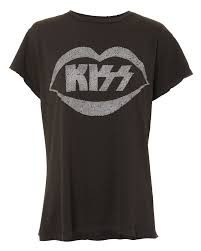 Black And White Kiss Logo Kiss Glitter Graphic T Shirt Black Tee Pullover Styling Graphic Tshirt