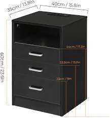 Due to lighting and monitor differences, actual colors and finishes may vary slightly from what appears online. Buy Adorneve Black Nightstand 3 Drawers With Usb Port Bedroom End Table Side Table Wooden Sofa Side Stand Cabinet With Sliding Drawer Open Storage Online In Indonesia B08qry92nb