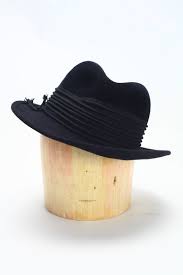 Black Velour Fur Felt Wide Brim Fedora Hat With Black Cord Etsy Wide Brim Fedora Fedora Wide Brimmed