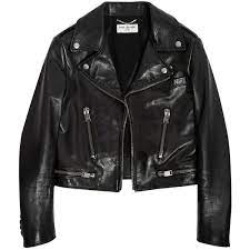 Saint Laurent Leather Biker Jacket 5 645 Liked On Polyvore Featuring Outerwear J Black Leather Biker Jacket Zipped Leather Jacket Black Motorcycle Jacket