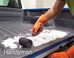 It's made to be either sprayed on or even rolled or brushed on. How To Brush On Bed Liner Paint In A Pickup Truck Diy Family Handyman