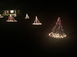 Christmas Tree Yard Decorations Made With Tall Metal Stakes Lights And Small Garden Stakes Christmas Tree Yard Decorations Outdoor Christmas Yard Decor