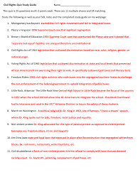 Difficult, 15 qns, jouen58, dec 11 06. Civil Rights Quiz Study Guide Name