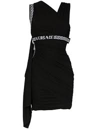 Versace Asymmetric Neck Logo Mini Dress Farfetch Fashion Mini Dress Stage Outfits