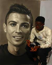 Nigerian artist, Mayor Olajide spent 75 hours making a portrait of his  favourite football icon, Cristiano Ronaldo. Very impressive artwork👏 📸:  @mayor_artz (Instagram)
