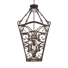 Eight Light Rustic Foyer Hall Pendant 9363rt Bright City Lights