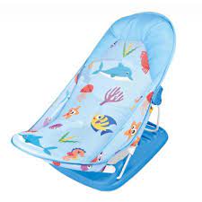 There is a fun toy on the front for entertainment and an ergonomic shaped backrest to support your baby's back. Little Angel Baby Bather 3 In 1 Position Recine Baby Bath Seat Blue Babystore Ae