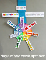 Free Days Of The Week Printable Spinner Days Of The Week