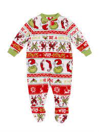 Matching Family Christmas Pajamas Baby Boy Or Girl Unisex Dr Seuss The Grinch Union Suit Sleeper Walmart Com