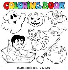 Characters like hello kitty, strawberry shortcake and care bears are authentic. Coloring Book Halloween Cartoons 1 Vector Stock Vector Royalty Free 84240814