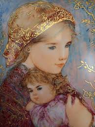 Edna Hibel Collector Plate Original Box Emily and Jennifer Mother's Day  1986