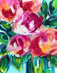 Easy Online Abstract Flower Painting Classes With Step By Step Instructions Elle Byers Art Flower Painting Canvas Flower Painting Classes Flower Canvas