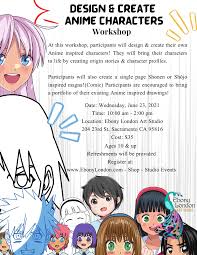 All tutorials feature original art as examples. Design And Create Anime Characters Workshop Ebony London Art Studio At Ebony London Art Studio Sacramento Ca Age Specific