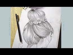 طريقه رسم كعكه الشعر من الخلف خطوه خطوه how to drawing hair easily youtube my drawings female sketch drawings