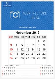 2019 November Wall Calendar Template Free Calendar Template Vector Free Template Free