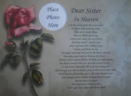Dear Sister In Heaven Memorial Poem Gift For Loss Of Loved One In Mom In Heaven Poem Sister In Heaven Mom In Heaven