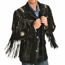 The stylish collar and zip closure front with slim fitting makes it different and unique.key. Western Cowboy Black Suede Fringe Leather Jacket Jackets Maker