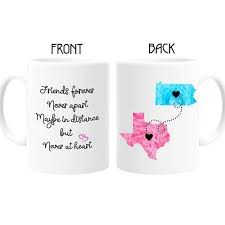 Amazon Com Best Friends Long Distance State Coffee Mug With Quote Personalized All States Countries And Provinces 11oz Or 15oz Friendship Gifts Mugs Gifts