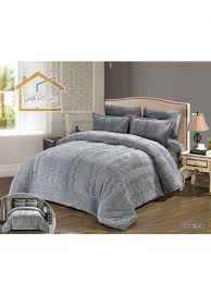 طقم لحاف مخمل نفرين لون رصاصي 6 قطع