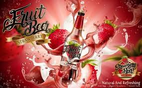 Erdbeere Bier Poster Illustration Vektor 02 Bier Erdbeere Poster Vectors Fruit Beer Strawberry Fruit Beer Ad