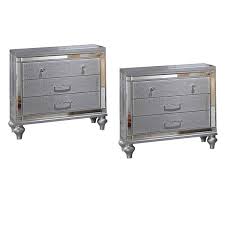 I received 2 drawers with the middle attachment which is correct, but only received 2 of the extra drawers when i should have 4 of the extra drawers without the middle attachment. Home Source Regents Silver Finish 3 Drawer Nightstand Set Of 2 Overstock 28968133