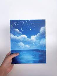 Night Sky Spraypaint Art 8 10 Canvas Board Ocean Wall Art Cloud Painting Galaxy Spray Small Canvas Art Cloud Painting Acrylic Cloud Painting