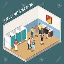 A place where you can vote in government elections. Polling Station Isometric Background With Voting Booth And Electorate Royalty Free Cliparts Vectors And Stock Illustration Image 129249885