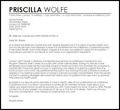 Wellness Coordinator Cover Letter Sample Cover Letter Templates Examples