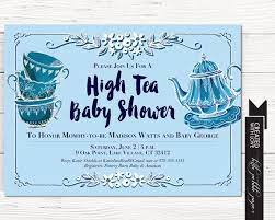 Tea Party Shower Invitation Baby Boy Tea Party Shower High Etsy In 2022 Tea Party Baby Shower Invitations Tea Party Baby Shower High Tea Baby Shower