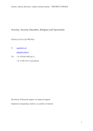 Pdf Anxiety Anxiety Disorders Religion And Spirituality