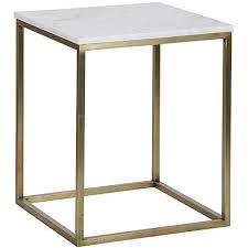 This end table is made from acrylic, stainless steel, and tempered glass for a luxurious take on clear tables. Noir Manning Gold Marble Top End Table