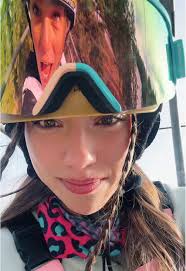 Pink Flame Helmet Snowboarder Rides Big Bear