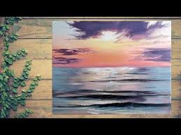 Beach sunset painting sunset beach moonlight painting ocean scenes surf art beach landscape pictures to paint acrylic painting canvas strand. Acrylic Painting Tutorial On How To Paint An Ocean Sunset With Sparkling Water Full Length Youtube Trippy Painting Ocean Painting Water Painting