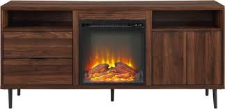 Ships free orders over $39. Walker Edison Mid Century Modern Fireplace Tv Stand For Most Flat Panel Tv S Up To 65 Dark Walnut Bb60fprthdw Best Buy