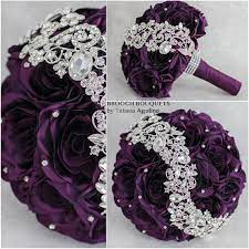 Wedding Purple Bouquet Jeweled Bouquet Purple By Tatyanaagulina Purple Wedding Bouquets Purple And Silver Wedding Purple Brooch Bouquet