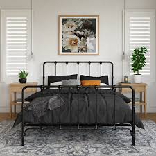 Shop for steel platform bed frame online at target. Viviana Farmhouse Metal Platform Bed Reviews Joss Main Black Bed Frame Bedroom Design Black Bedding