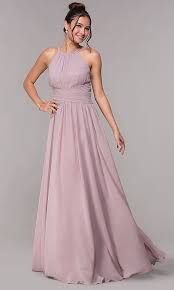 High Neck Chiffon Ruched Long Prom Dress Ball Dresses Chiffon Evening Dresses Cheap Bridesmaid Dresses