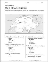 Map Of Switzerland Worksheet Free To Print Pdf File Geography For Kids Map Worksheets Map Of Switzerland